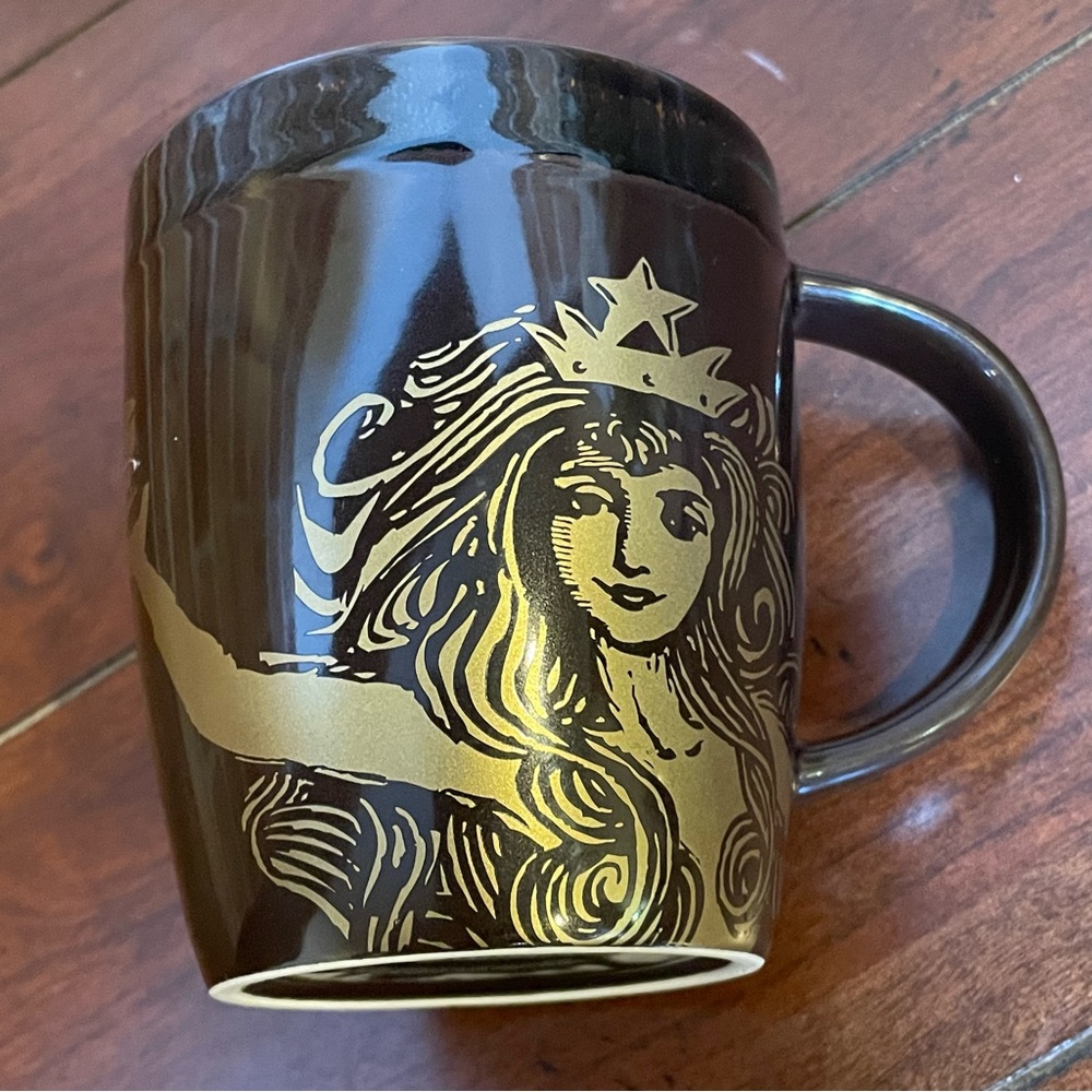 Starbucks 2012 Anniversary Brown & Gold Siren Crown Mermaid 12 oz. Cup - Picture 5 of 7